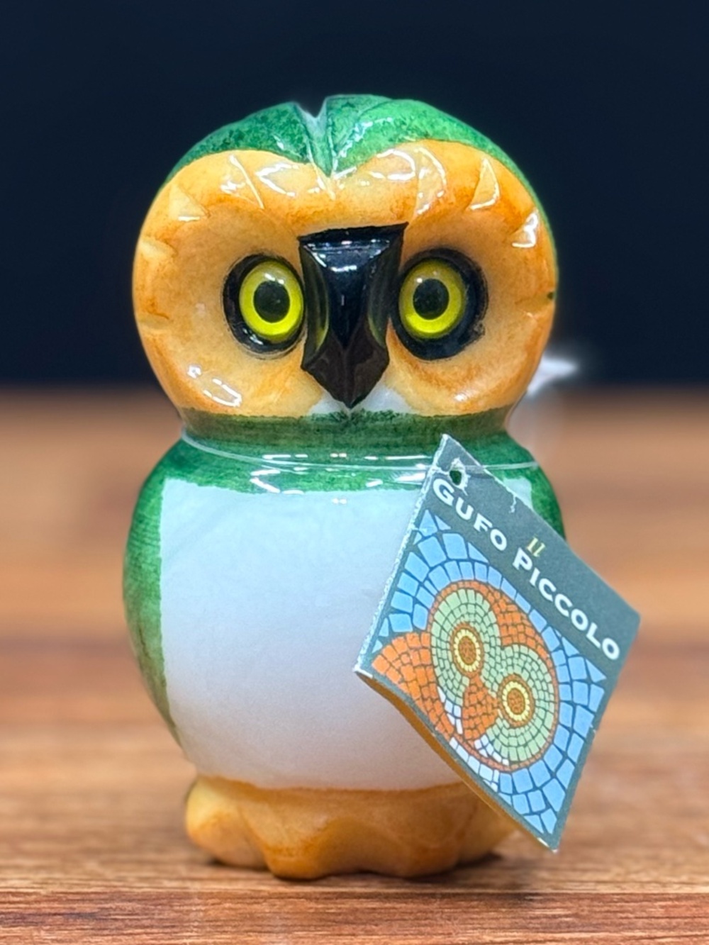Gufo Piccolo Green Italian Alabaster Owl Paperweight 4"